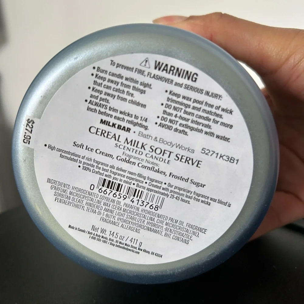 Bath and Body Works Cereal Milk Soft Serve 3 Wick Candle